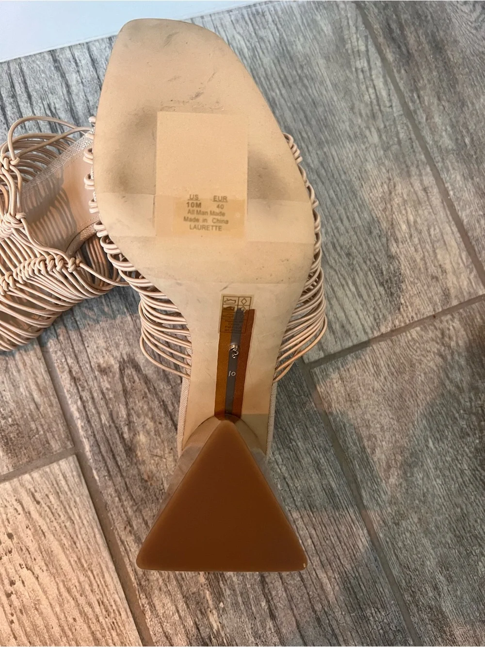 Sam Edelman Nude Woven Strappy Block Heel Mules